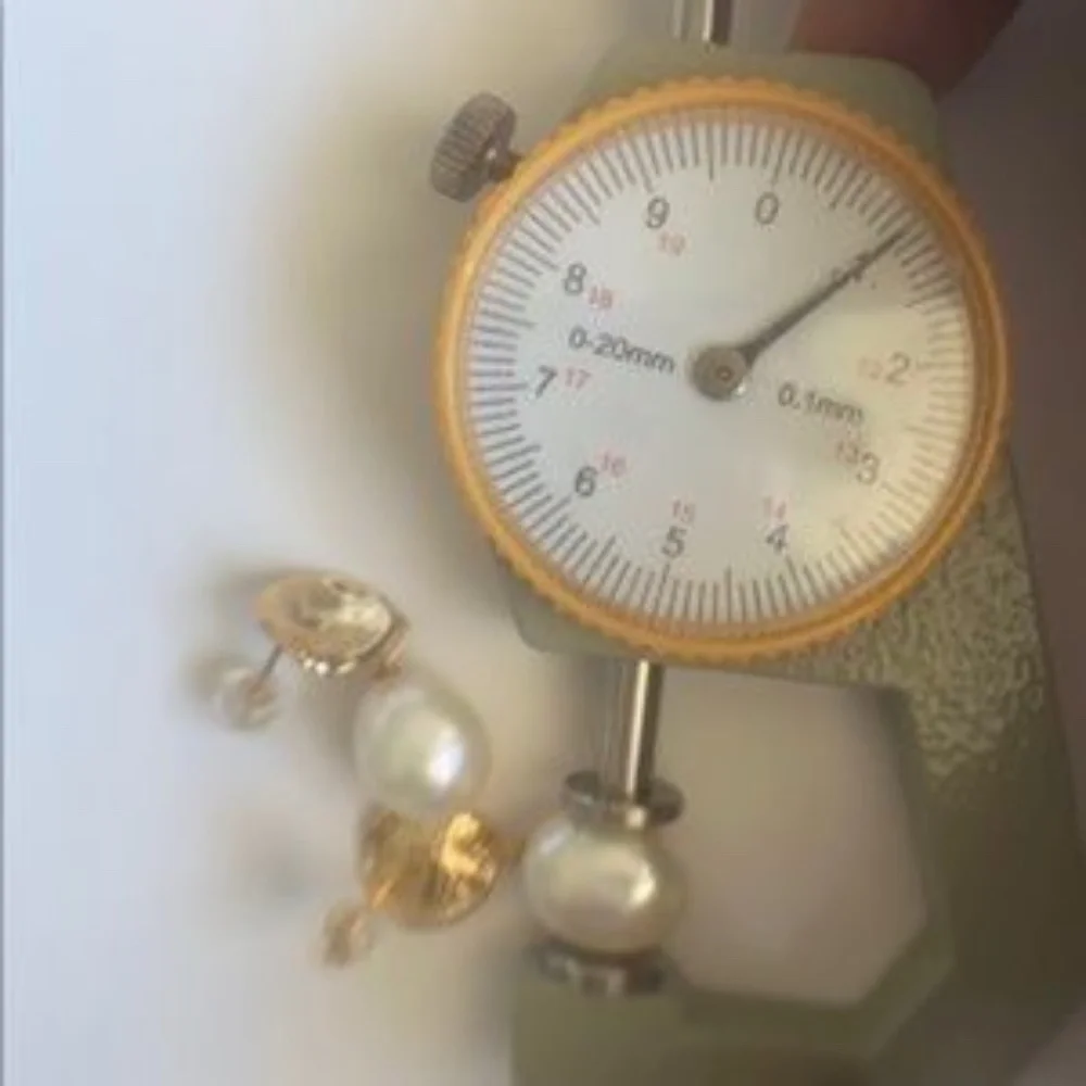 White Cultured Pearl Stud Earrings 14K Gold Plated - Picture 7 of 7